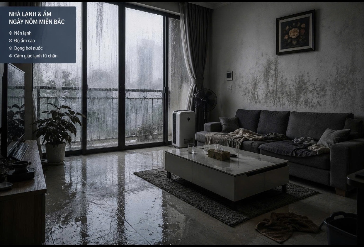 Nhà lạnh và ẩm mùa nồm miền Bắc